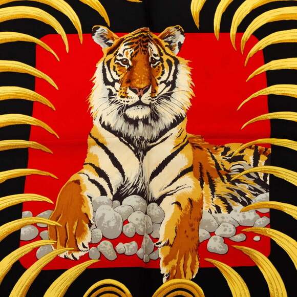 HERMES Authentic Red Silk Scarf - Picture 2 of 10